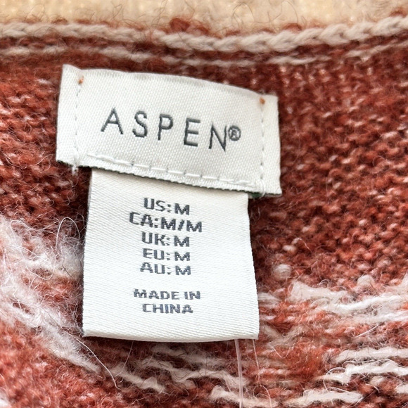 Aspen women's fair isle cardigan brown long sleeves size M - Picture 3 of 10